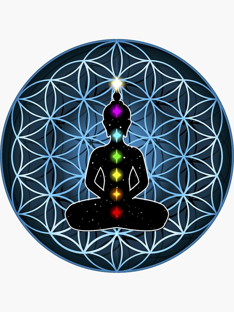 7 Chakras + Flower of Life Sticker, Sacred Geometry Stickers – Ascend
