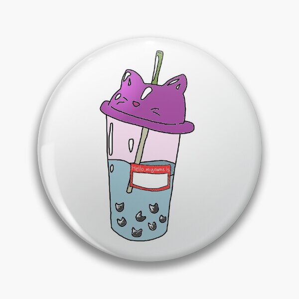 Item preview, kitty cat boba tea- "hello my name is" tag (add your own name) designed and sold by theAliCat.