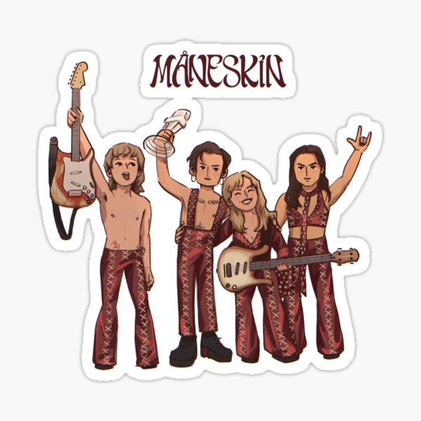 Måneskin Eurovision 2021 Final Winner Drawing (Aufkleber und mehr) Sticker