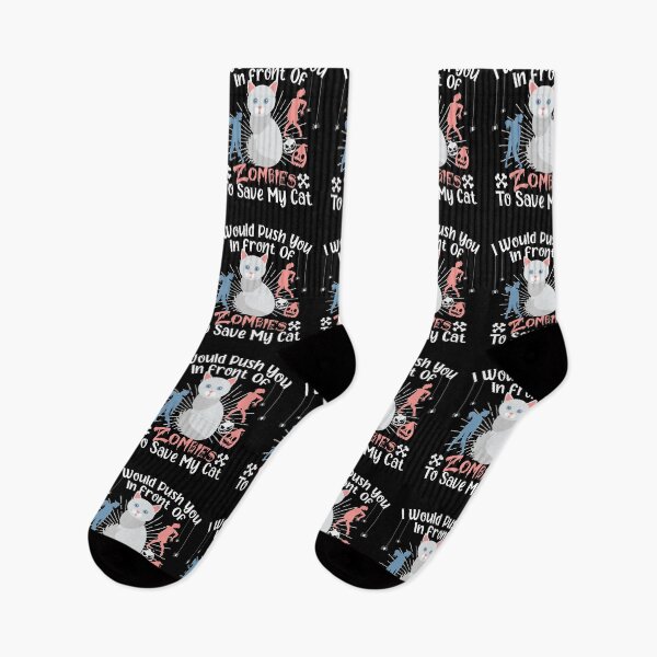 Item preview, I Would Push You In Front Of  Zombies To Save My Cat, Cute Angora Cat, Cat Lover Zombie Teez, Hungry Ghost, Halloween Gift For Boyfriend designed and sold by Rassitni.