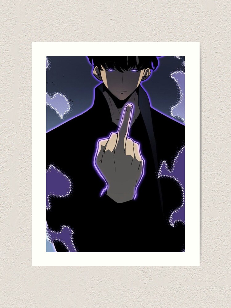 "Solo Leveling Sung Jin Woo Middle Finger" Art Print by Salahbouab2031