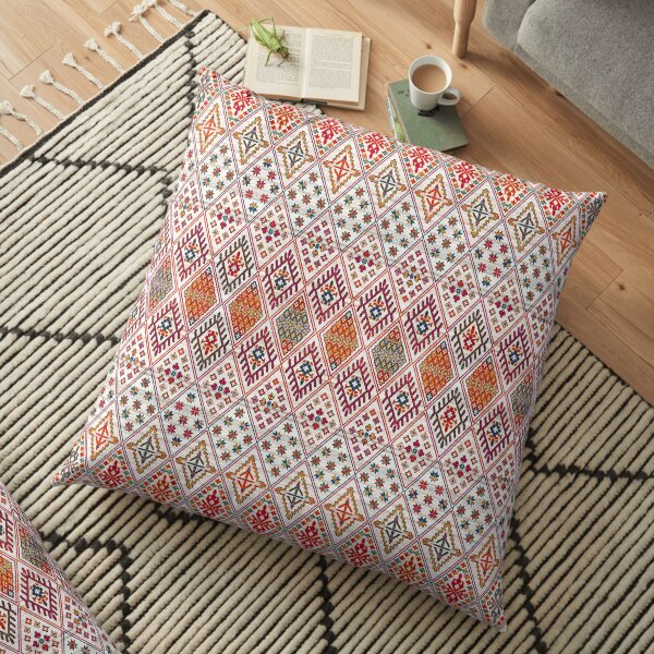 Bohemian Heritage Geometric Traditional Moroccan Style Floor Pillow
