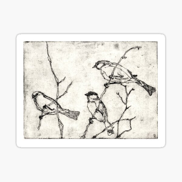 Vögel Radierung Sticker
