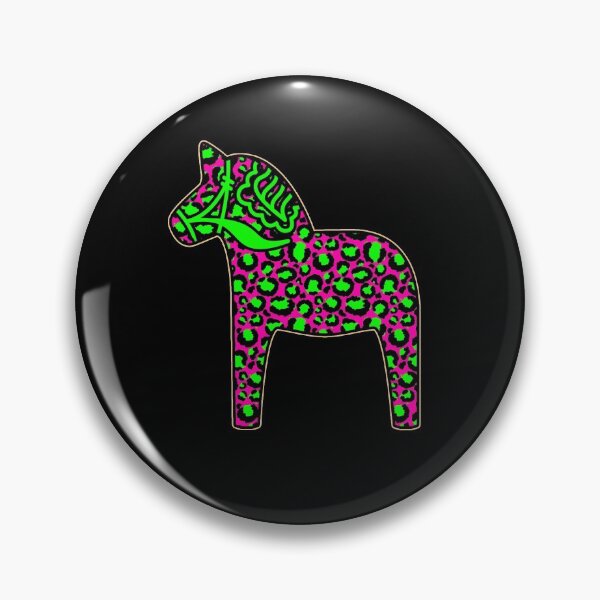 Item preview, Leopard Print Dala  Dalarna Sweden Horse Dalecarlian Swedish Pink and Green designed and sold by funnytshirtemp.