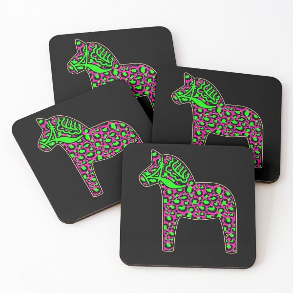 Item preview, Leopard Print Dala  Dalarna Sweden Horse Dalecarlian Swedish Pink and Green designed and sold by funnytshirtemp.