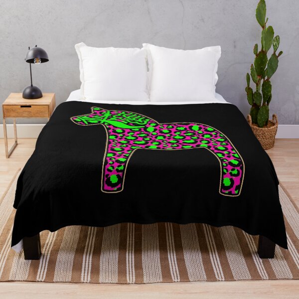Item preview, Leopard Print Dala  Dalarna Sweden Horse Dalecarlian Swedish Pink and Green designed and sold by funnytshirtemp.