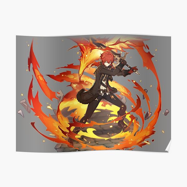 Poster « Genshin Impact Diluc Official Character Wish Gacha Splash Art », par Krimsy Redbubble