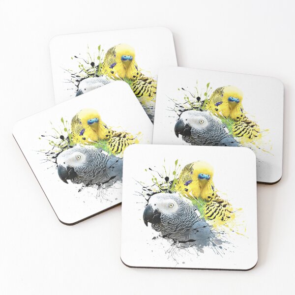 Item preview, Color Splatter Parrot Dad African Grey and Budgie White designed and sold by Alienphysique.