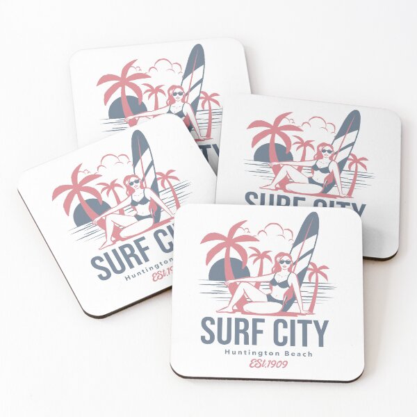 Item preview, Surf City USA Huntington Beach California Retro Surfer designed and sold by Samsdesignshop.
