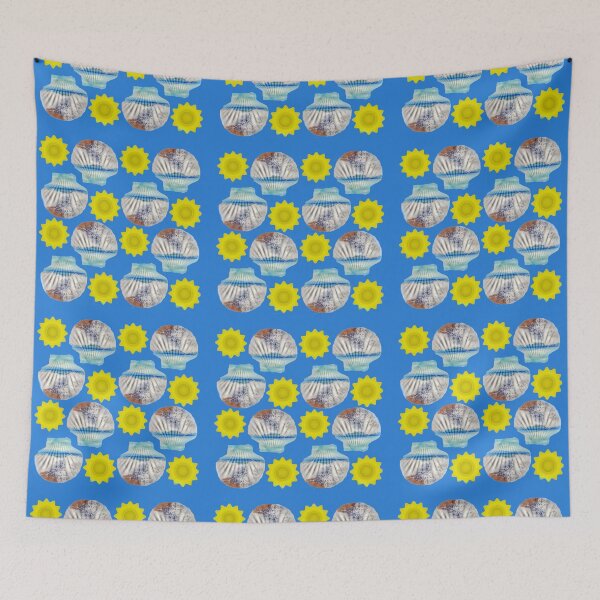 Item preview, Shell I dream - pattern with shell, sea, sun, blue sky designed and sold by kikidu21.
