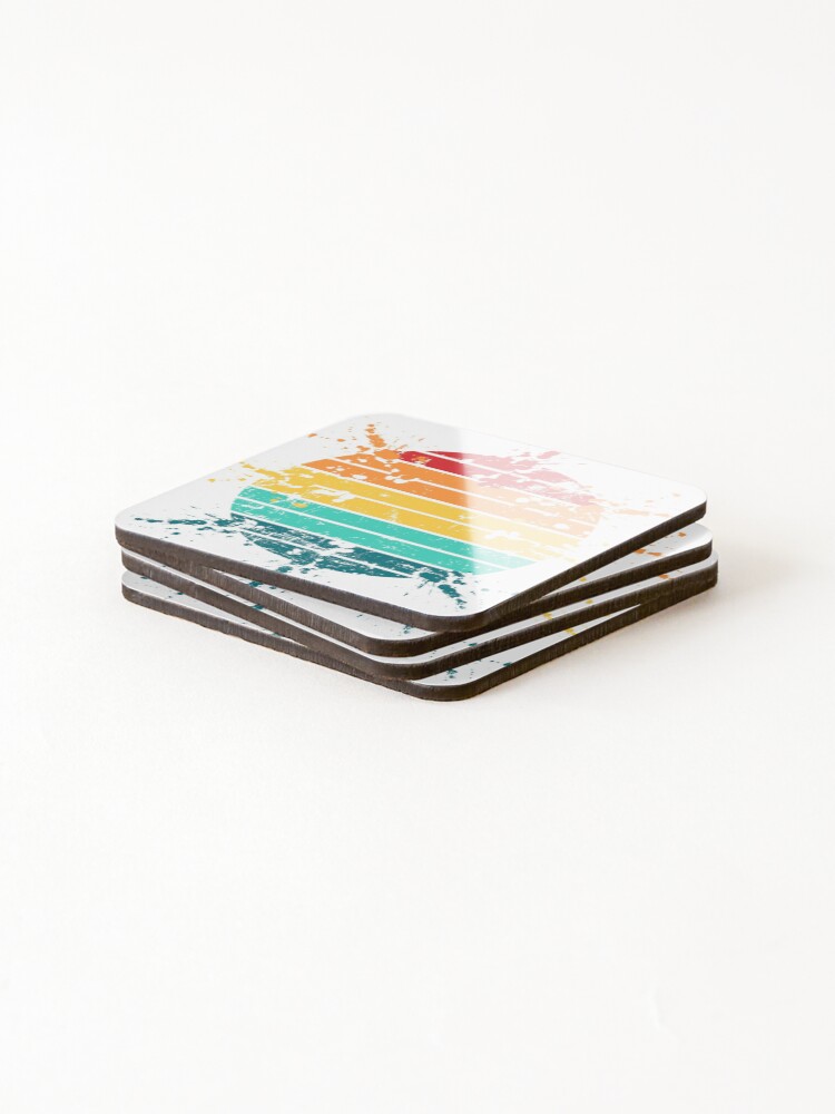 Thumbnail 4 of 5, Coasters (Set of 4), Colorful Splash Exploding Distressed Sunset Design designed and sold by Demirake.