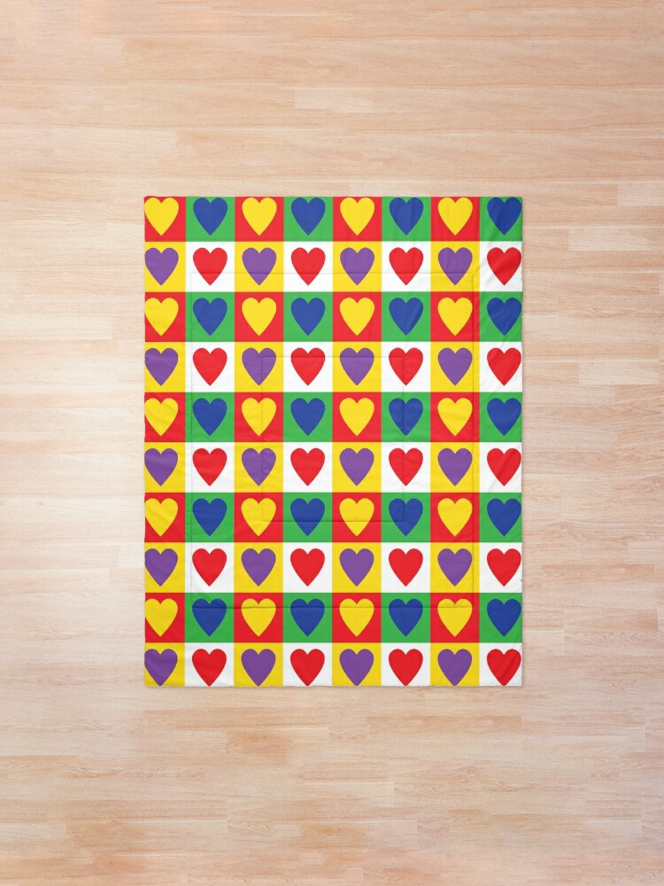 Discover Colorful Check Hearts Quilt