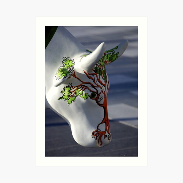 Cow with tree, Ebrington, Derry Art Print