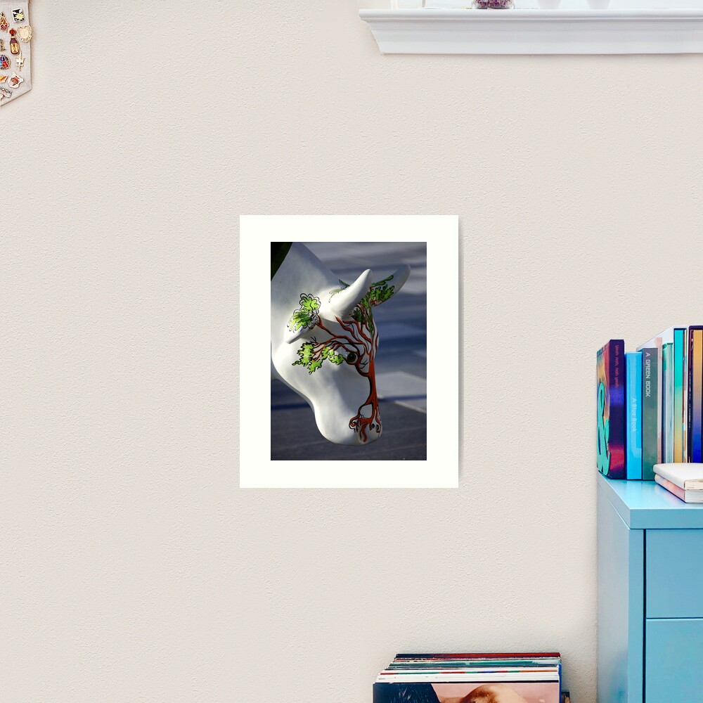 Cow with tree, Ebrington, Derry Art Print