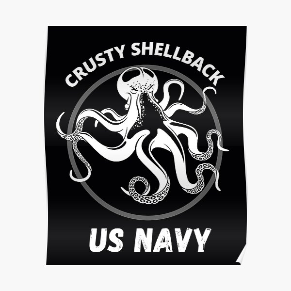 Retro United States Navy Kraken Crusty Shellback Poster For Sale By