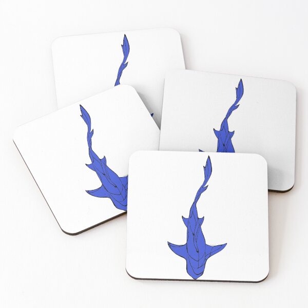 Item preview, Black/Electric Blue Line Art White Shark Ocean Themed Design Lemon, Tiger, Cookie Cutter Shark designed and sold by Celosia Liv.