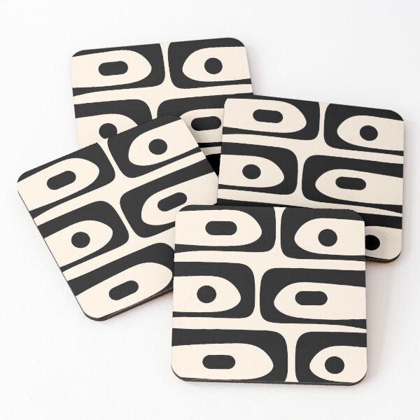 Item preview, Mid Century Modern Piquet Abstract Pattern in Black and Almond Cream designed and sold by kierkegaard.