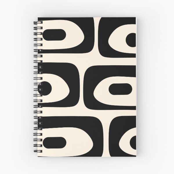 Item preview, Patrón abstracto de piqué moderno de mediados de siglo en negro y crema de almendras designed and sold by kierkegaard.