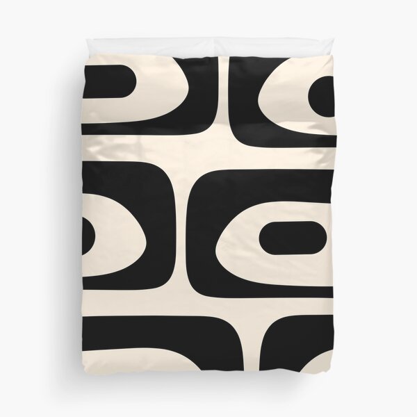 Item preview, Mid Century Modern Piquet Abstract Pattern in Black and Almond Cream designed and sold by kierkegaard.