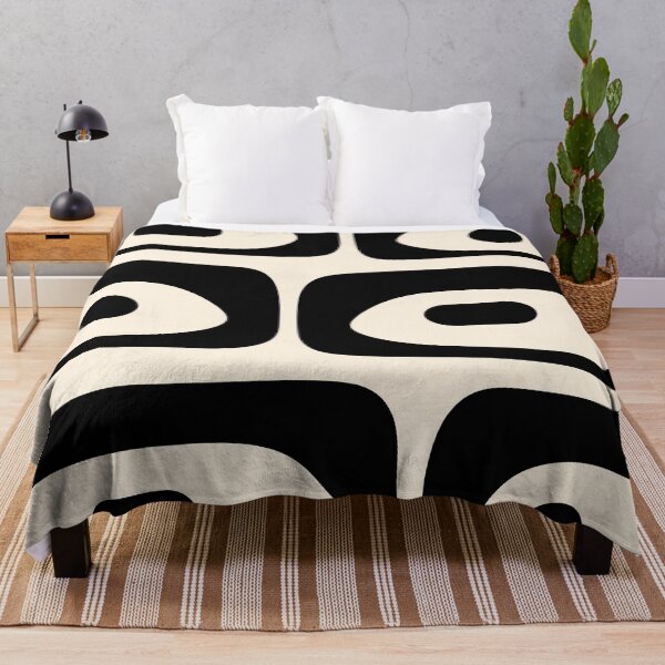 Item preview, Mid Century Modern Piquet Abstract Pattern in Black and Almond Cream designed and sold by kierkegaard.