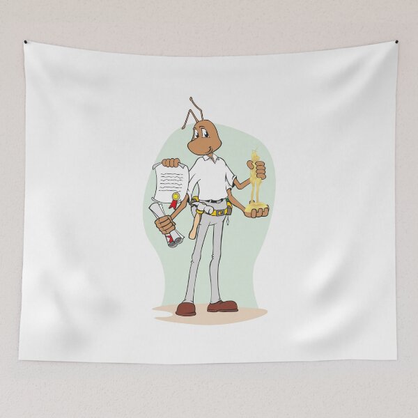 Item preview, Illustration mascot ant holding awards trophy and diploma. Ideal for catalogs, informative and institutional material designed and sold by LucianoCosmo.