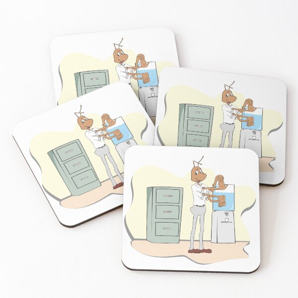 Item preview, Ant mascot illustration doing stretching exercises on colleague. Ideal for catalogs, newsletters and institutional material designed and sold by LucianoCosmo.