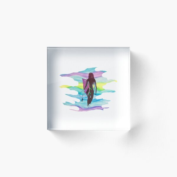 Cold water surfer girl Acrylic Block