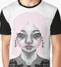 004 Long Pink Bob & L.O.V.E. Earrings Graphic T-Shirt