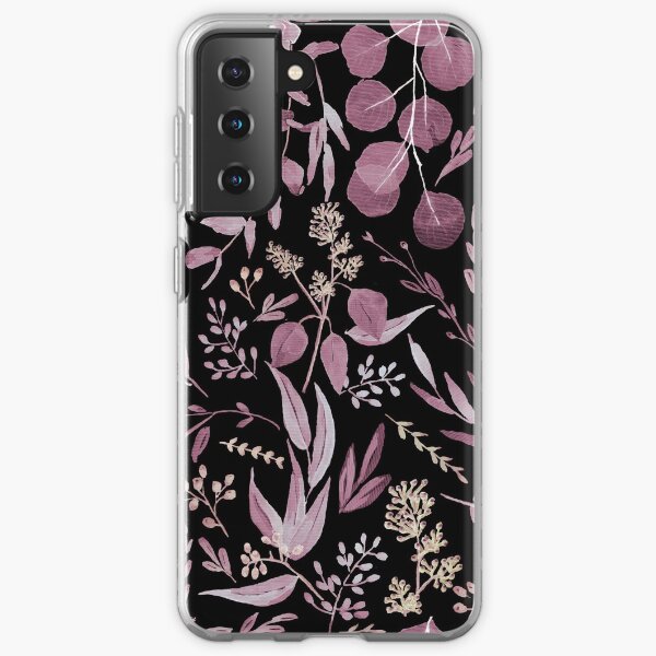 Eucalyptus Pattern - Pink and black colors Samsung Galaxy Soft Case