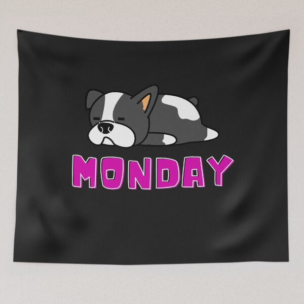 Item preview, Monday.  Funny lazy dog.  designed and sold by OliOuterBrands.