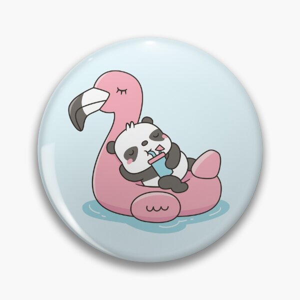 Item preview, Cute Panda Chilling On Pink Flamingo Pool Float designed and sold by rustydoodle.