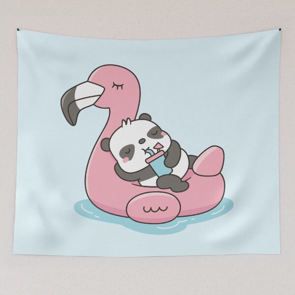 Item preview, Cute Panda Chilling On Pink Flamingo Pool Float designed and sold by rustydoodle.