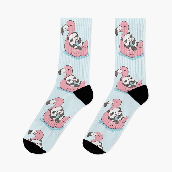 Item preview, Cute Panda Chilling On Pink Flamingo Pool Float designed and sold by rustydoodle.