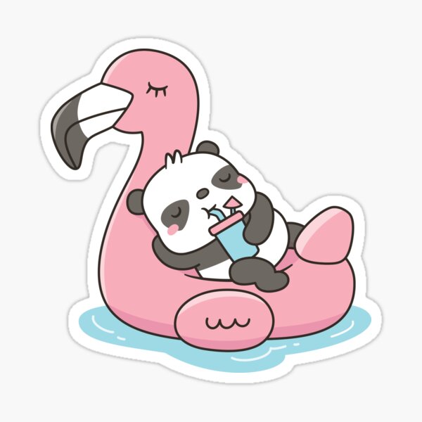 Item preview, Cute Panda Chilling On Pink Flamingo Pool Float designed and sold by rustydoodle.