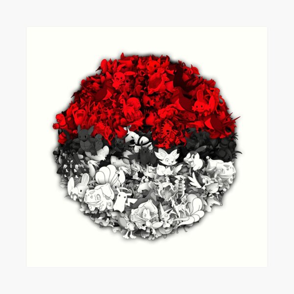 Pokeball with thousand pokemons Art Print