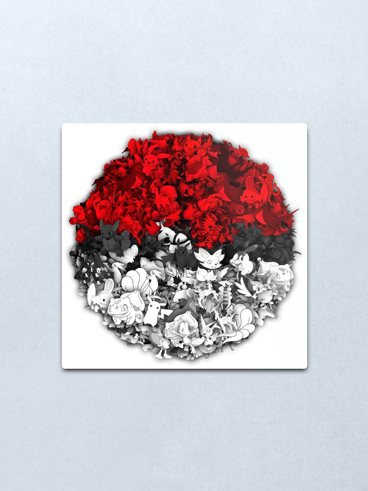 Alternate view of Pokeball with thousand pokemons Metal Print