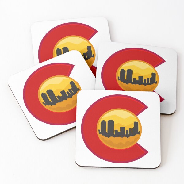 Item preview, Colorado Logo Downtown Denver Skyline Mountains Stylized Yellow designed and sold by ExploreColorado.