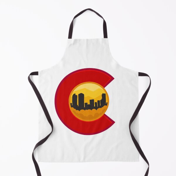 Artikelvorschau, Colorado Logo Downtown Denver Skyline Mountains gestileerd geel entworfen und verkauft von ExploreColorado.