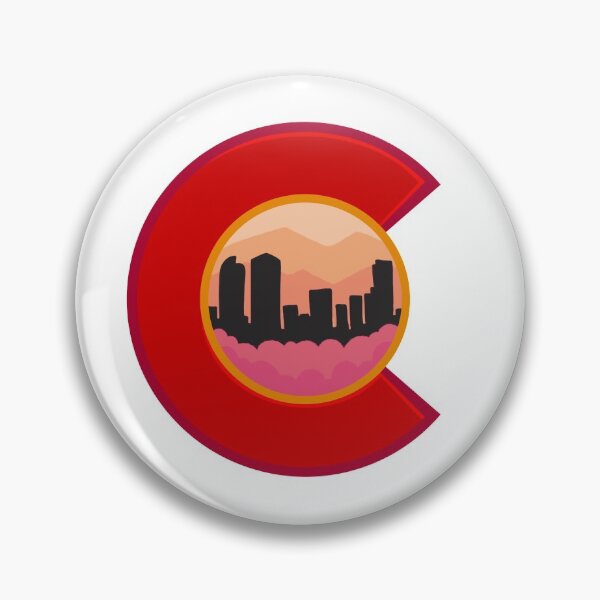 Artikelvorschau, Colorado Logo Downtown Denver Skyline Mountains gestileerd roze entworfen und verkauft von ExploreColorado.