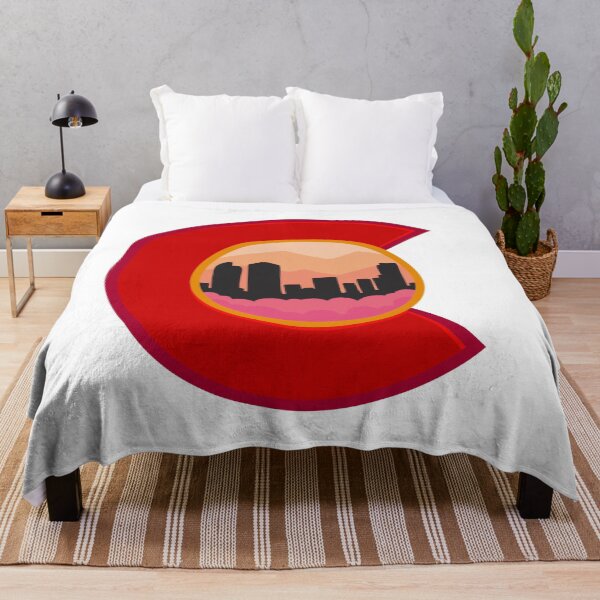 Item preview, Colorado Logo Downtown Denver Skyline Mountains Stylized Pink designed and sold by ExploreColorado.
