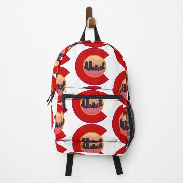 Item preview, Colorado Logo Downtown Denver Skyline Mountains Stylized Pink designed and sold by ExploreColorado.