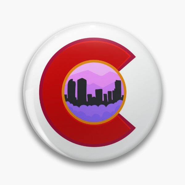Artikelvorschau, Colorado Logo Downtown Denver Skyline Mountains gestileerd paars entworfen und verkauft von ExploreColorado.