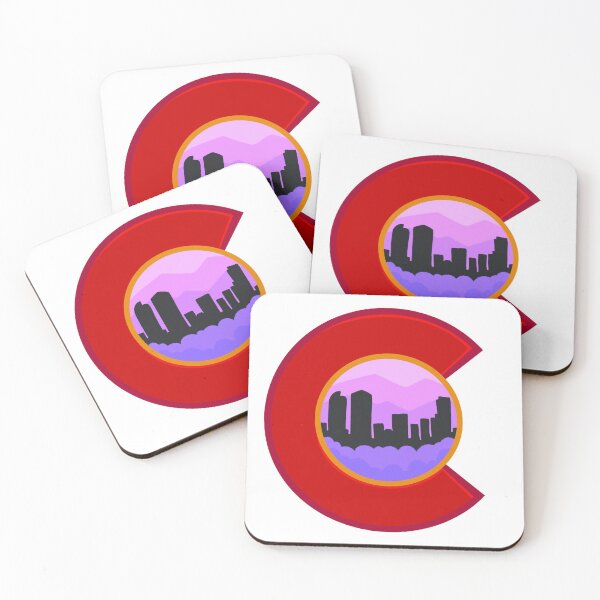 Item preview, Colorado Logo Downtown Denver Skyline Mountains Stylized Purple designed and sold by ExploreColorado.