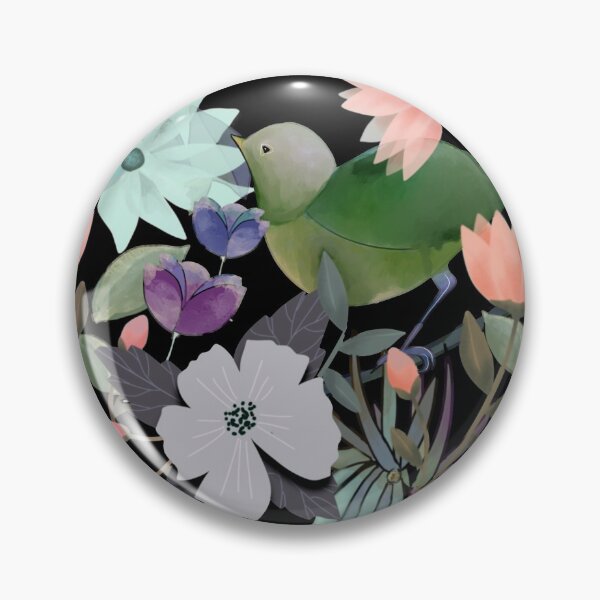 Item preview, Green bird in exotic flower garden designed and sold by ahahdodo.