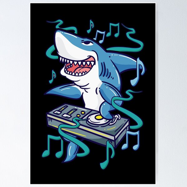 Item preview, Funny Shark DJ - Party Dance Club - Disk Jockey EDM Music designed and sold by propellerhead.