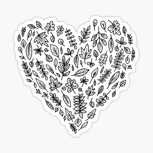 I Heart Leaves Sticker