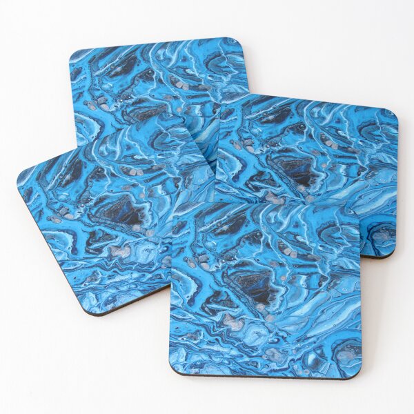 Item preview, Blue and Silver Acrylic Pour Painting designed and sold by ArtWilloughby.