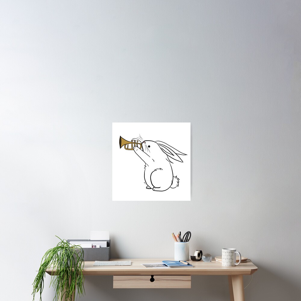 "Horn Bunny" Poster for Sale by marimbasian Redbubble