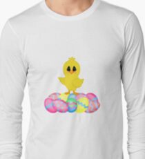 Easter Chick on Pastel Eggs Long Sleeve T-Shirt