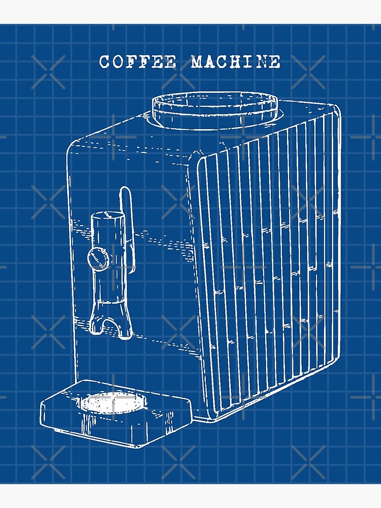 "Coffee Machine Technical Drawing Patent Blueprint" Poster by